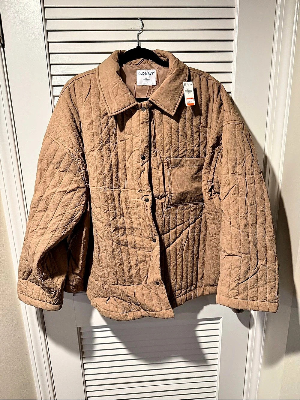Old Navy Oversized Lightweight Water-Resistant Quilted Jacket Brown 2X